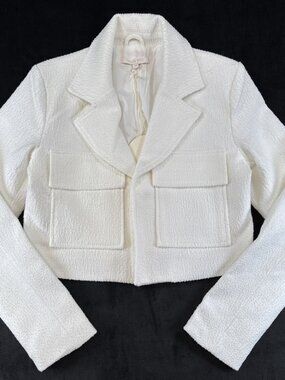 NWT Goldie Byrd Cropped Golf Blazer Jacket White XS